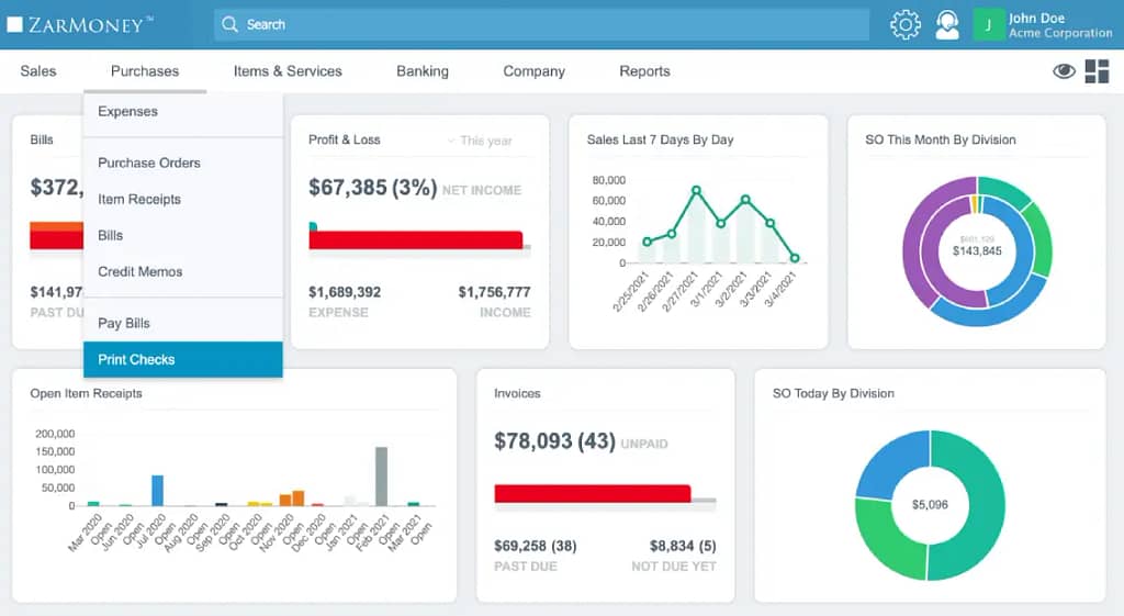 اسکرین‌شات رابط کاربری Wave Accounting برای حسابداری رایگان ۱۴۰۴